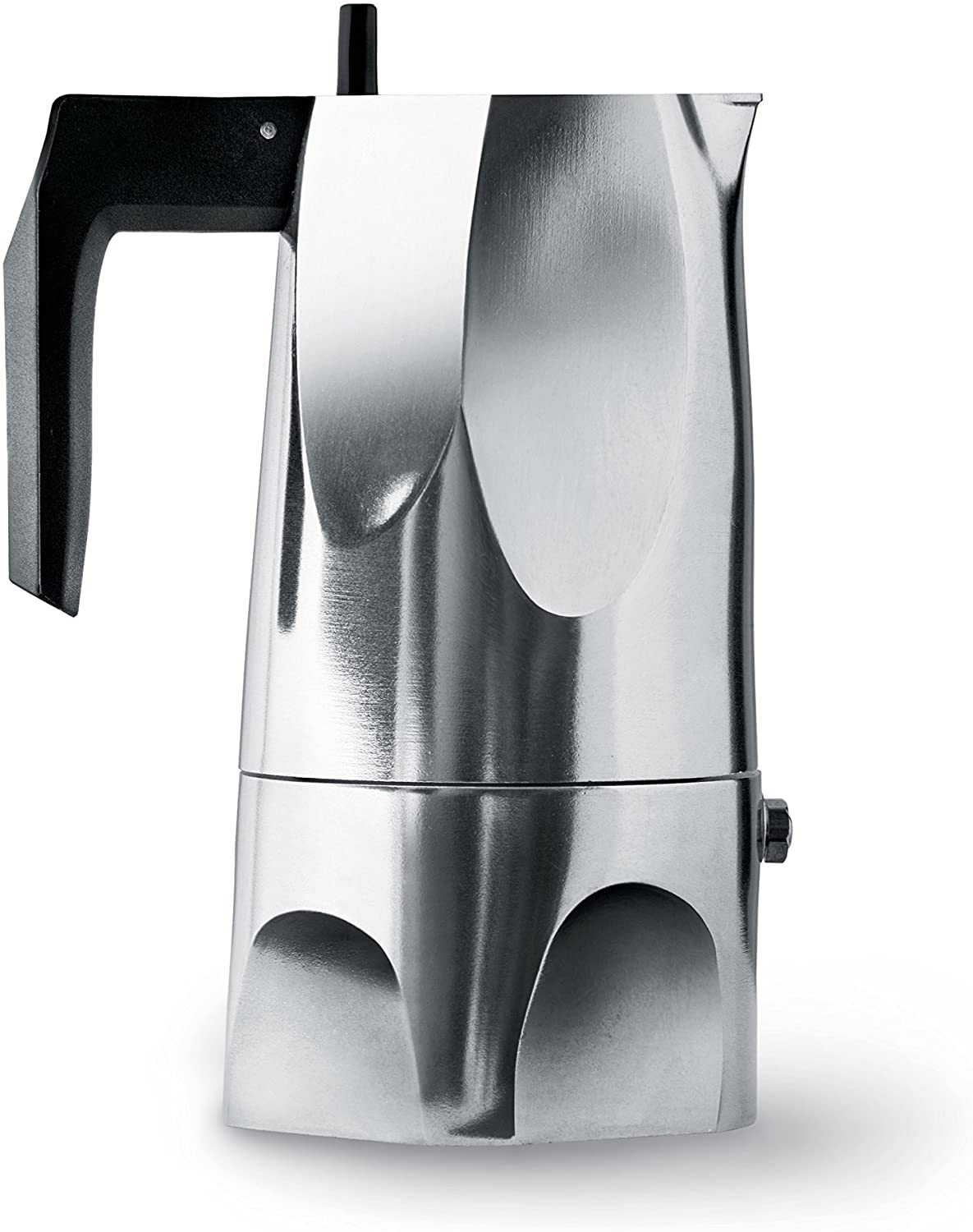 Alessi 3-Cup Ossidiana Espresso Coffee Maker in Aluminium Casting Handle with Knob in Thermo Plastic ResinBlack