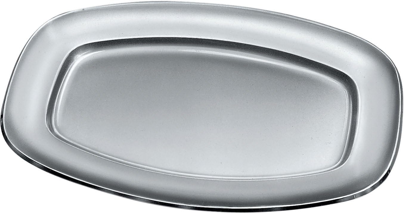 Alessi 35 cm Serving Plate in 18/10 Stainless Steel Mat with Mirror Polished Edge