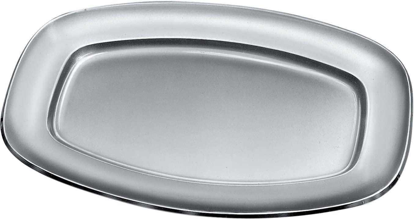Alessi 40 cm Serving Plate in 18/10 Stainless Steel Mat with Mirror Polished Edge