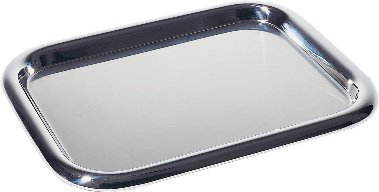 Alessi 45 cm Rectangular Tray in Steel Mat with Mirror Polished Edge