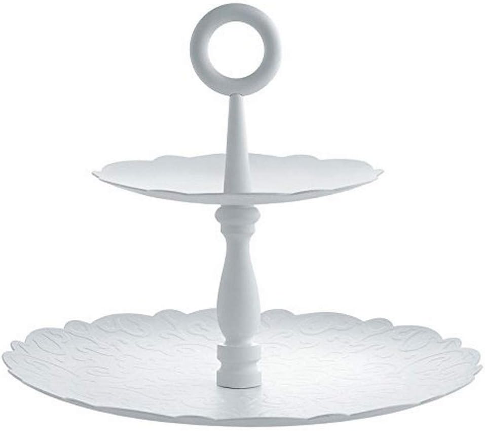 Alessi Dressed for X-Mas Cake Stand with Three Levels Made of Steel, Epoxy Painted, White, Relief Decoration, White, 34 x 34 x 31 cm
