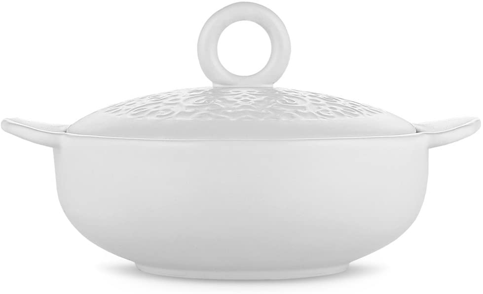 Alessi Dressed for X-Mas Stoneware Mini Casserole Lid with Relief Decoration Porcelain White 15.5 x 12.2 x 8.6 cm
