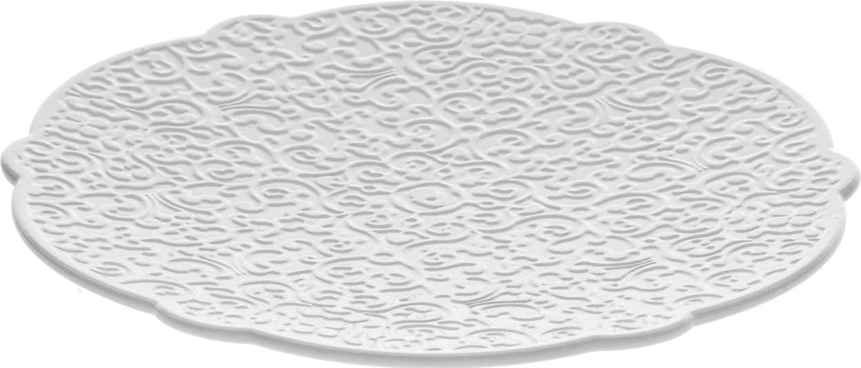 Alessi Dressed Porcelain Saucer for Mocha Cup with Relief Decoration, White - Set of 4