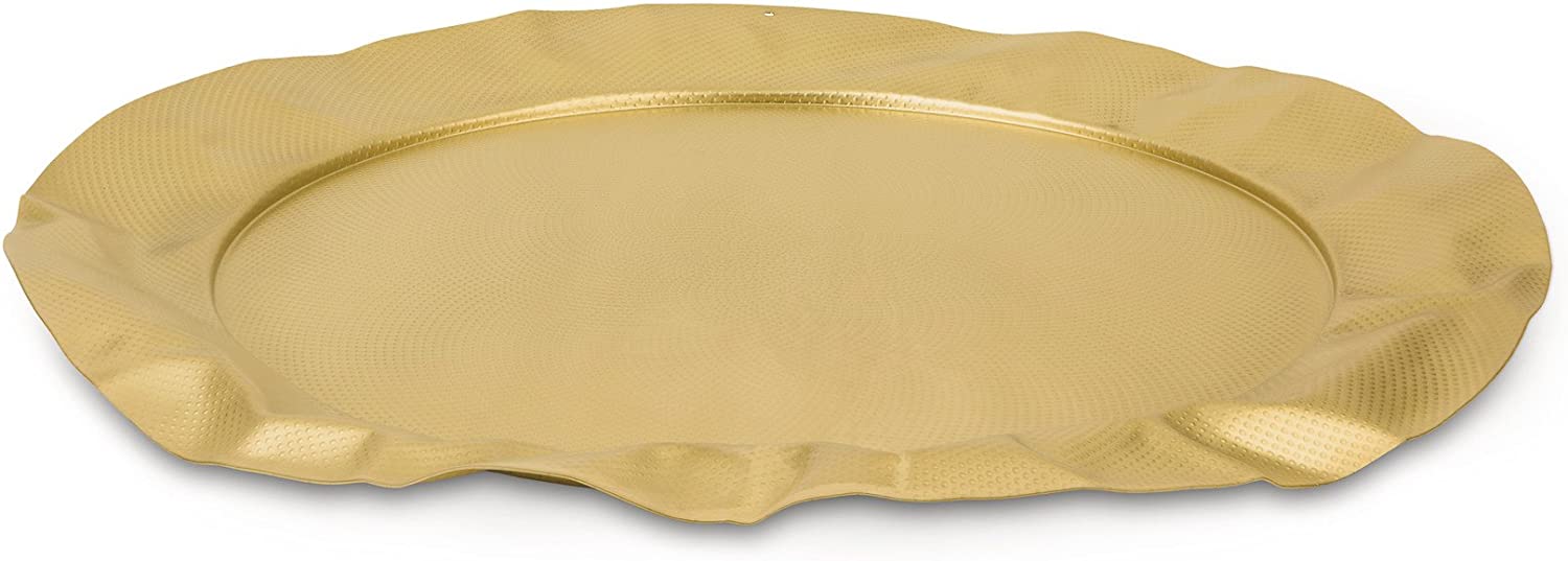 Alessi 90039 BR Foix Round Tray - Brass with Relief Decor