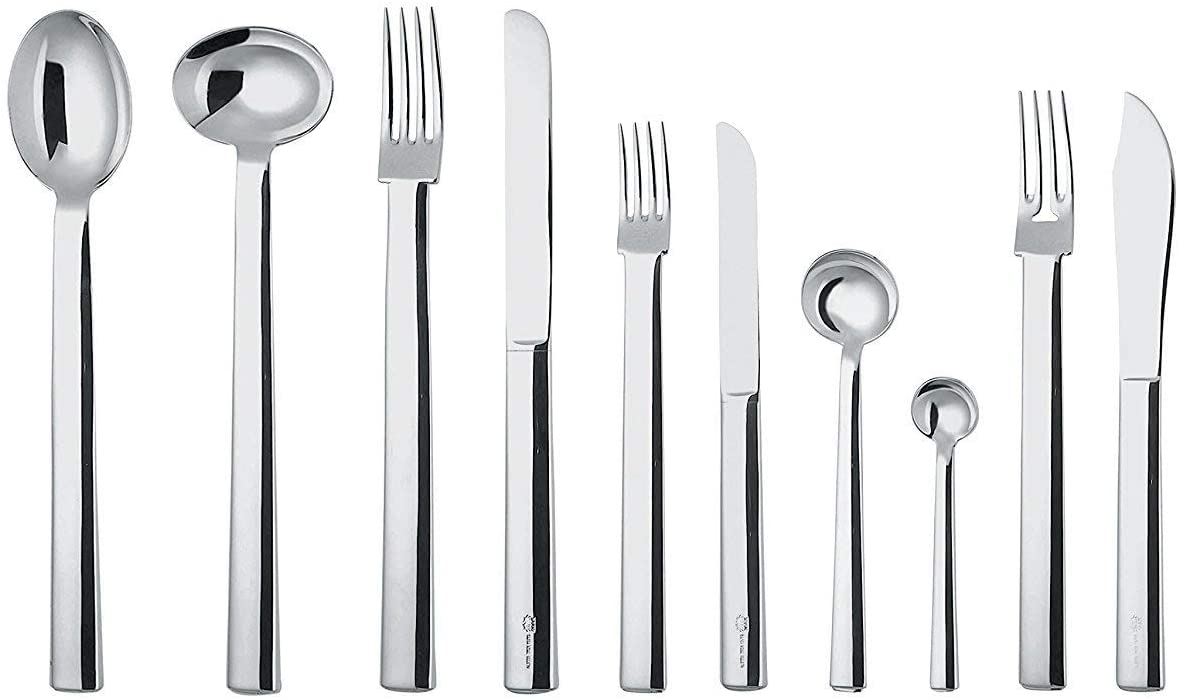 Alessi Round model, table spoon made of 18/10 stainless steel, polished to a high shine, silver, 21.5 x 7 x 9.5 cm, 6 units
