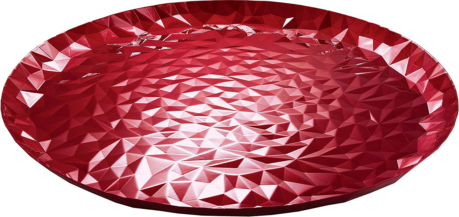 Alessi Jon N3 Round Tray in Steel Coloured with an Enamel Finish in Epoxy ResinPomegranate