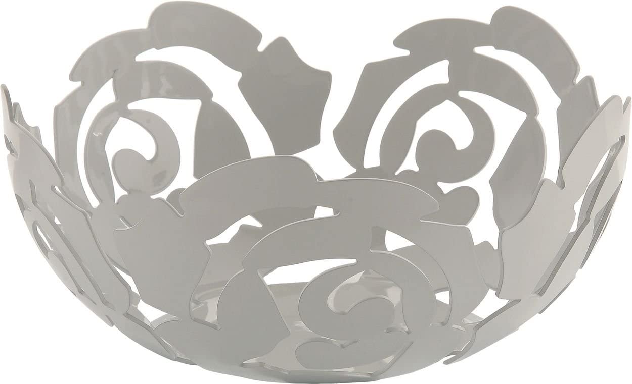 Alessi La Rosa 29 cm Fruit Bowl in Steel Coloured with Epoxy Resin, Platinum White