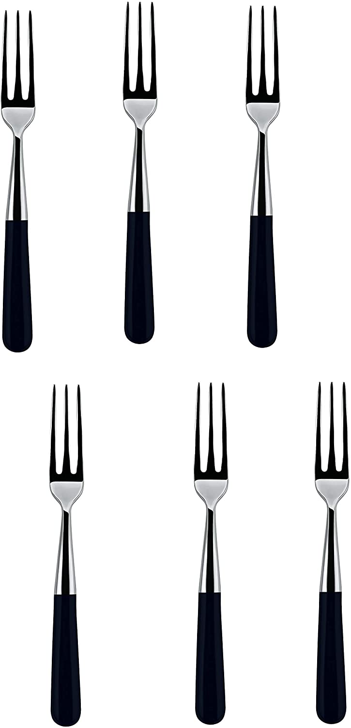 Alessi LCD02/2R4 – 40, Pom Handle Polished 18/10 Stainless Steel Table Fork 4 Prongs. Black.