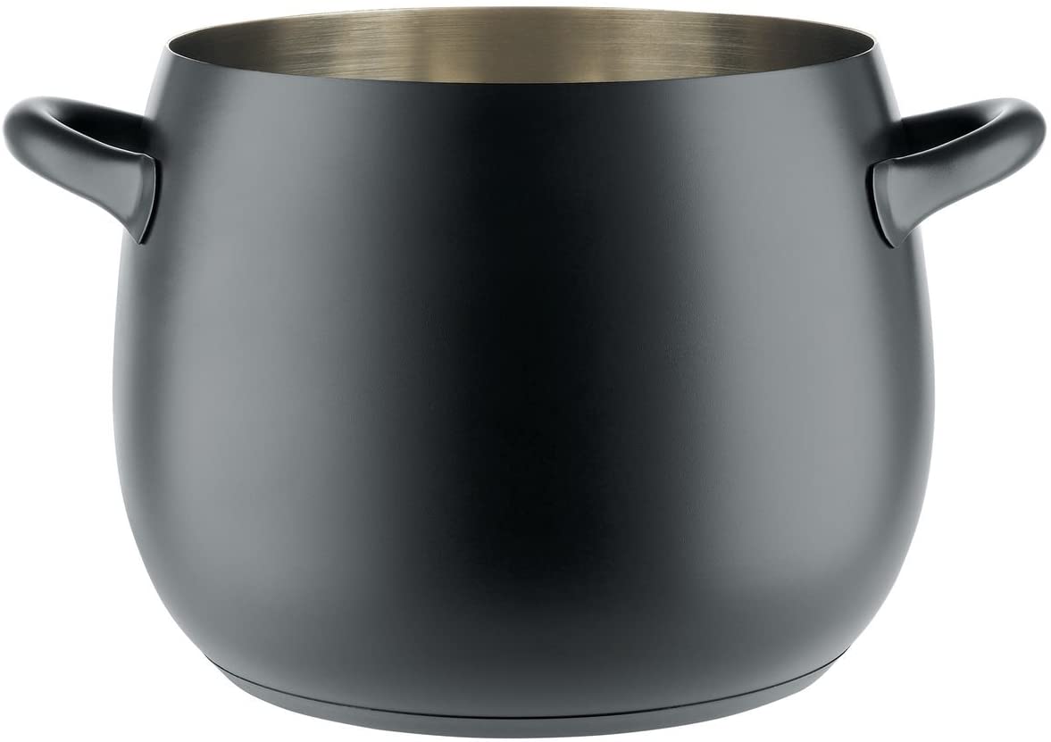 Alessi SG100/24 B Mami Pot - Stainless Steel 18/10 with Silicone Resin Coating Black Magnetic Base
