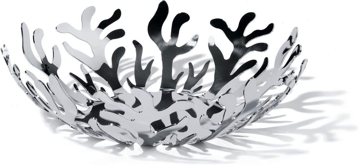 Alessi ESI01 / 29 Mediterraneo fruit holder made of stainless steel, epoxy resin-coated silver, Ø 29 cm