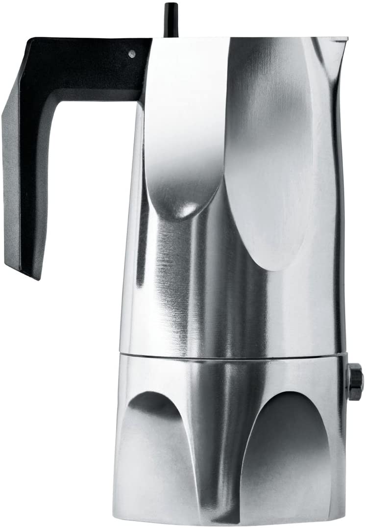 Alessi Ossidiana Espresso Coffee Maker in Aluminium Casting Handle with Knob in Thermo Plastic ResinBlack