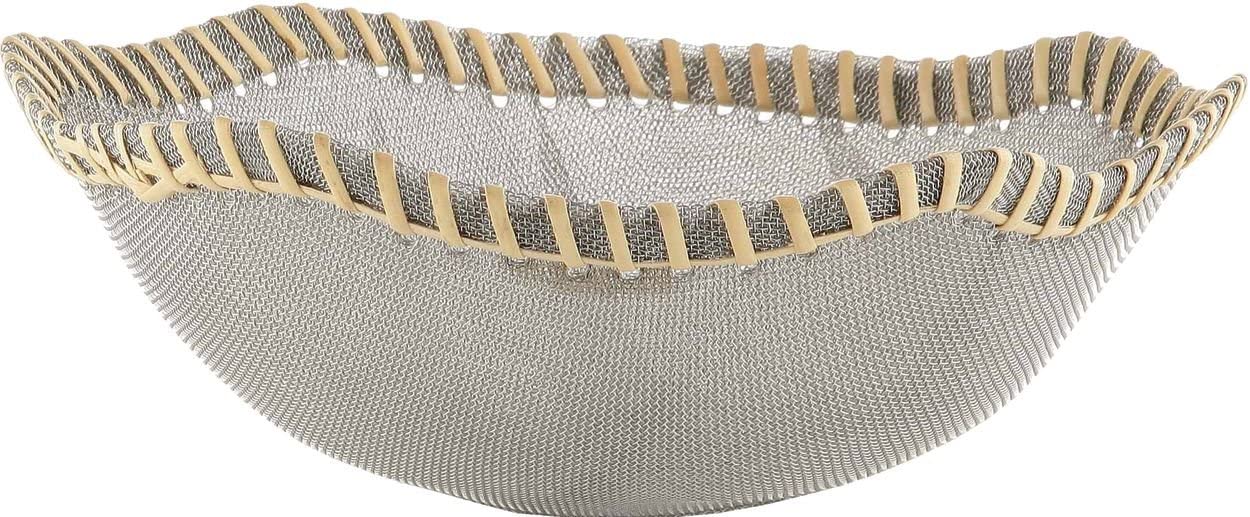 Alessi Peneira Collection 22 cm Basket in 18/10 Stainless Steel Mesh and Natural Fibre