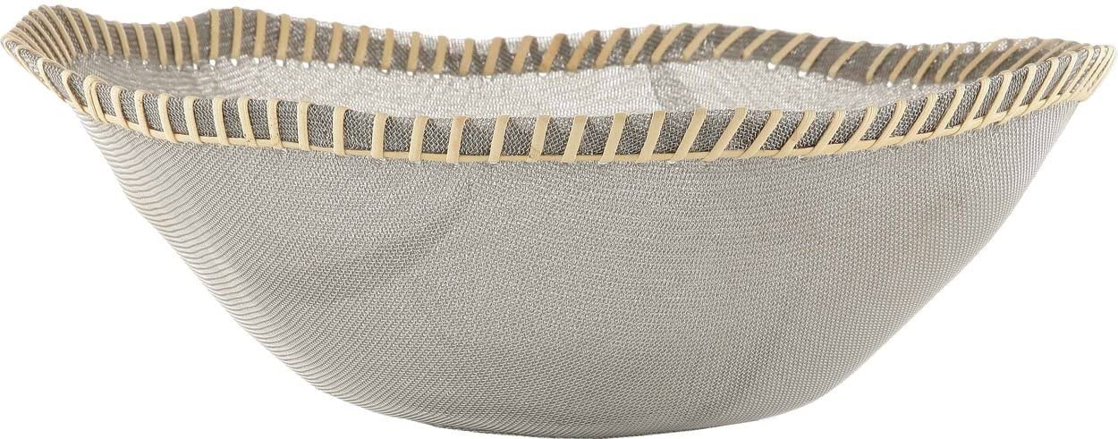 Alessi Peneira Collection 35 cm Basket in 18/10 Stainless Steel Mesh and Natural Fibre