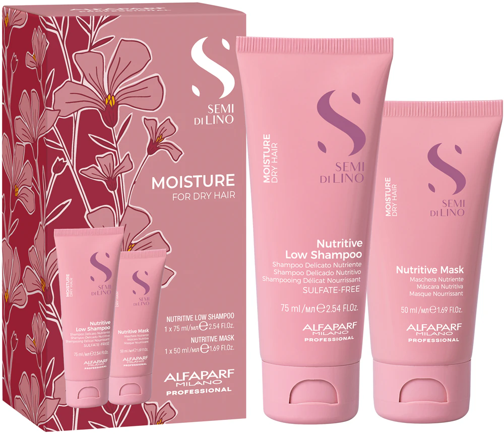 Alfaparf Milano Semi di Lino Moisture Minisize Kit Cosmetic travel set for intensive hydration