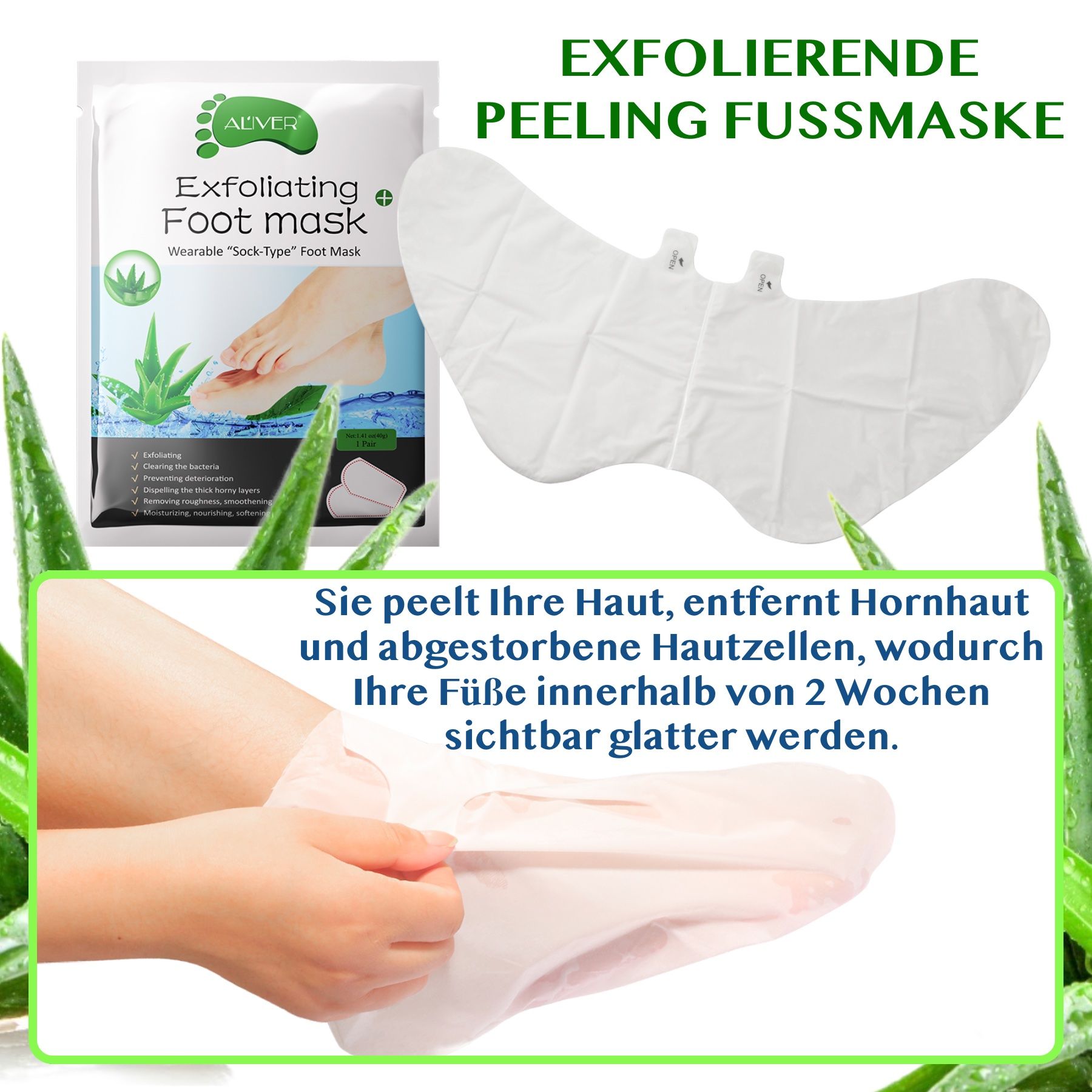 ALIVER foot mask anti callus socks with aloe