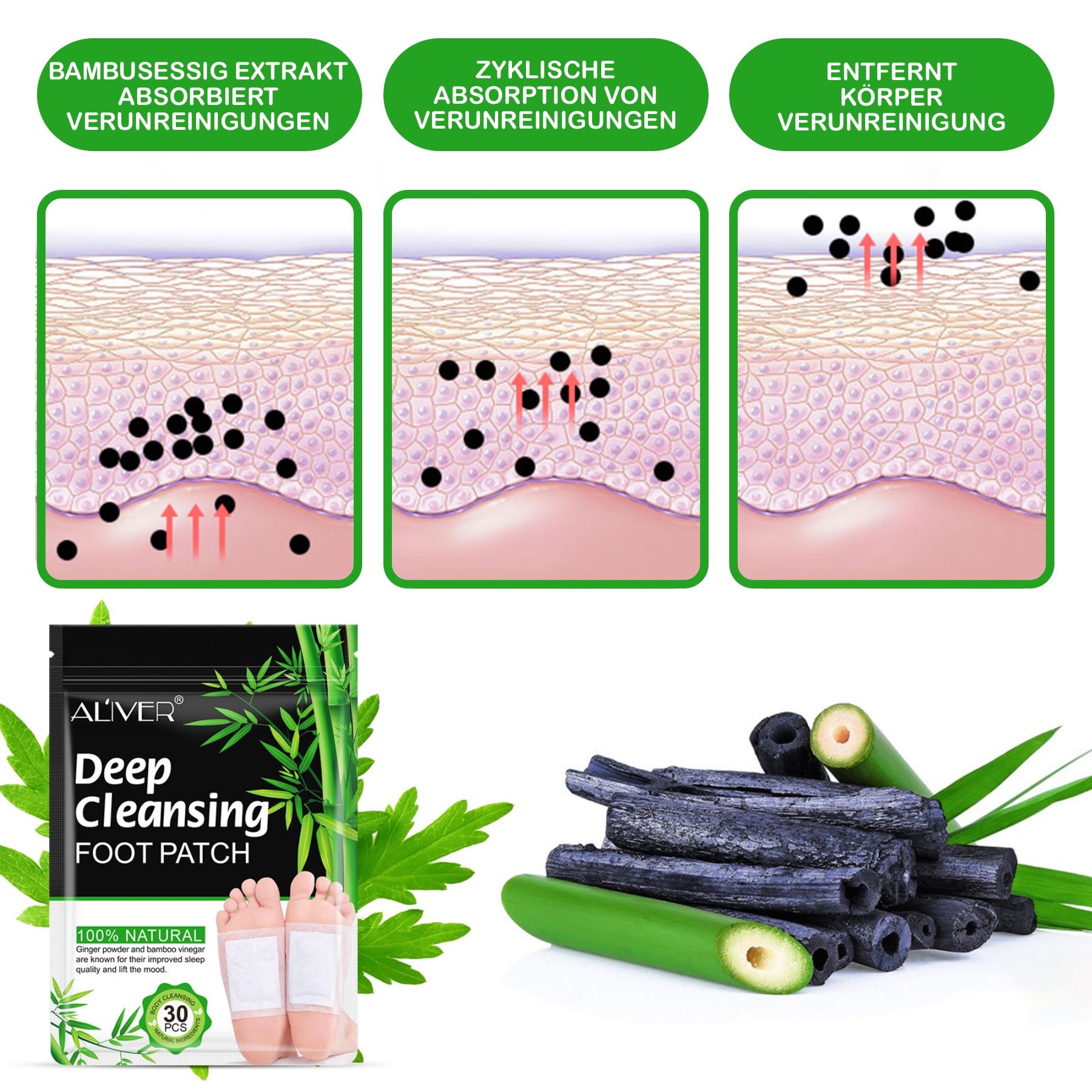 ALIVER foot plasters with bamboo vinegar