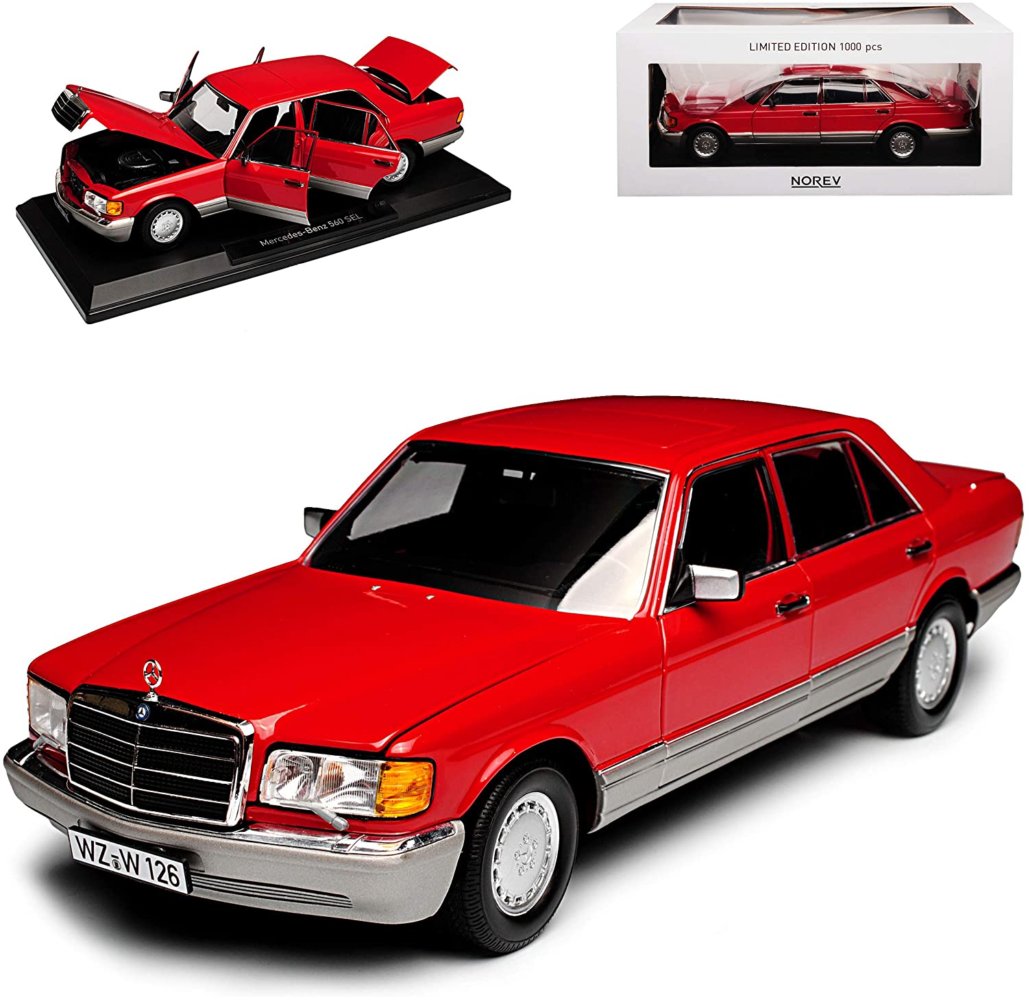 Mercedes-Benz 560 Sel S-Class Red W126 1979-1991 1/18 Norev Model Car Lp