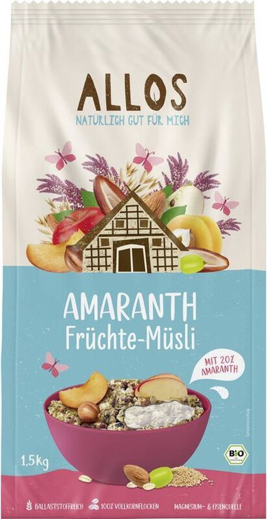 Allos Amaranth Früchte-Müsli -- 1,5kg x 5  - 5er Pack VPE