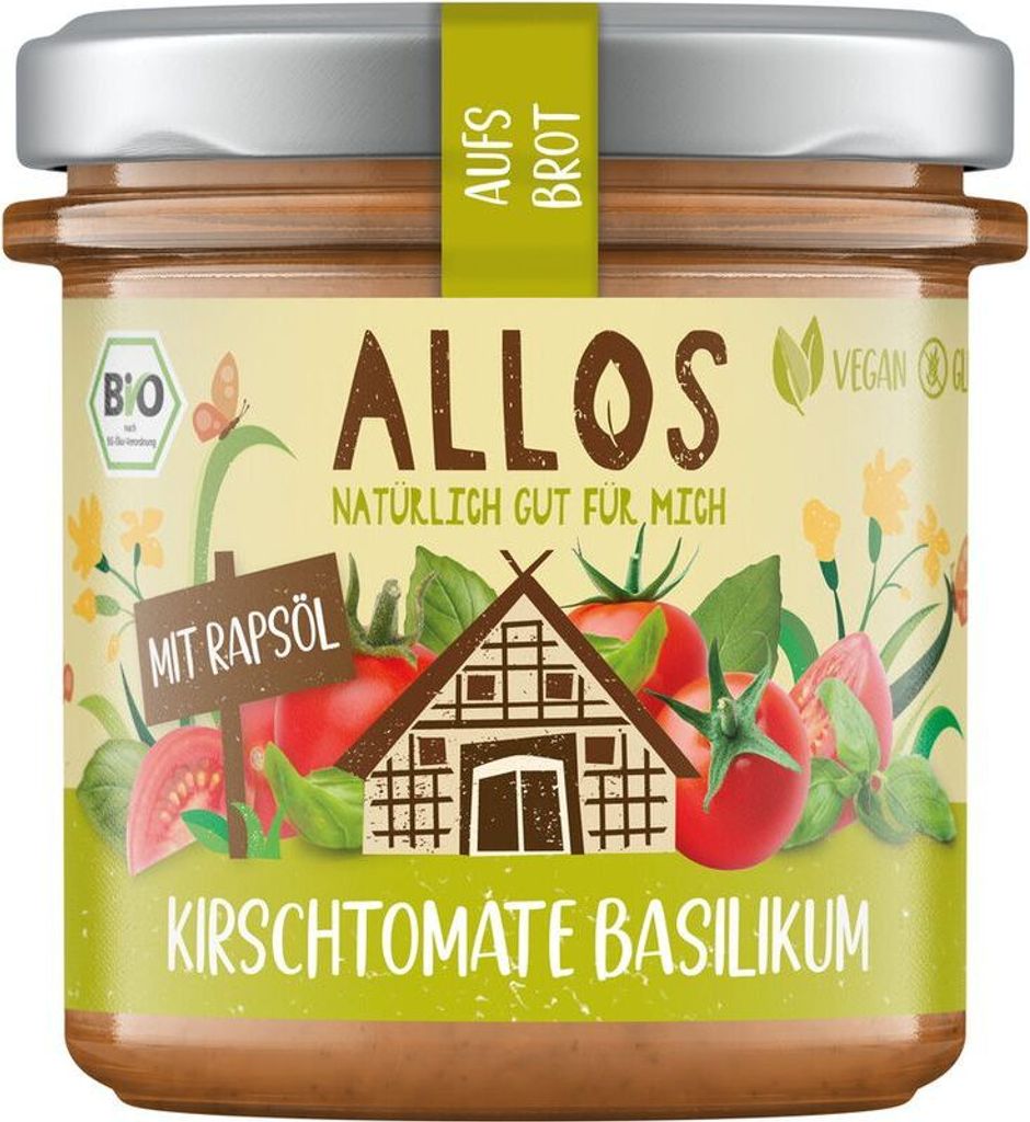 Allos aufs Brot Kirschtomate Basilikum -- 140g x 6  - 6er Pack VPE