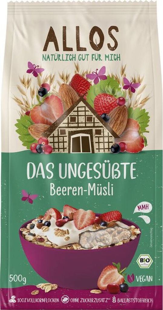 Allos Das Ungesüßte Beeren-Müsli -- 500g x 5  - 5er Pack VPE