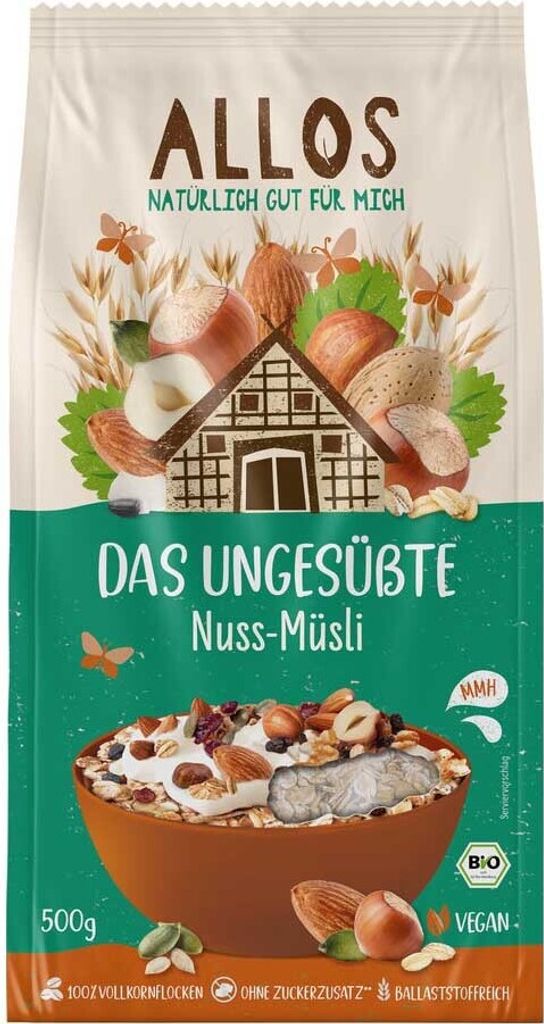 Allos Das Ungesüßte Nuss-Müsli -- 500g