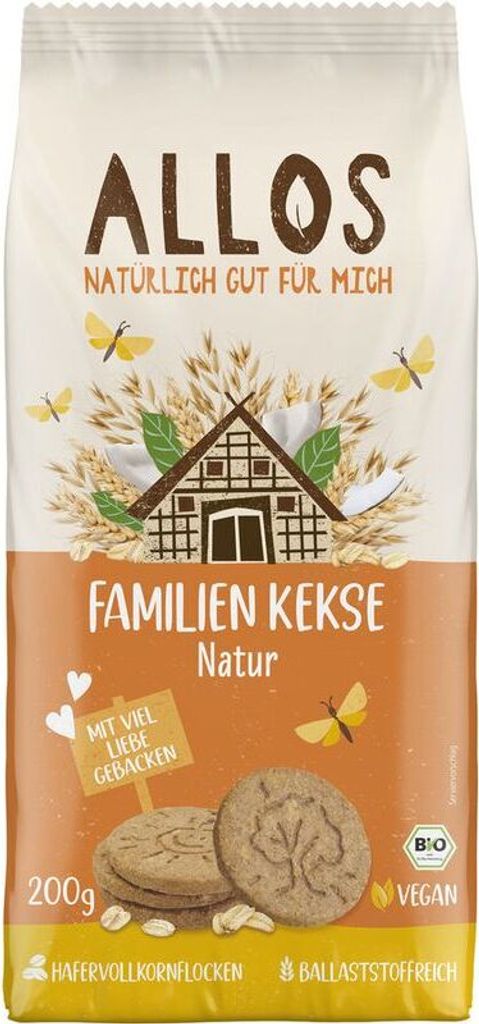 Allos Familienkekse Natur -- 200g x 12  - 12er Pack VPE
