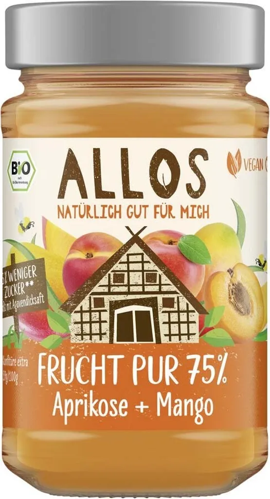 Allos Frucht Pur 75% Aprikose + Mango -- 250g