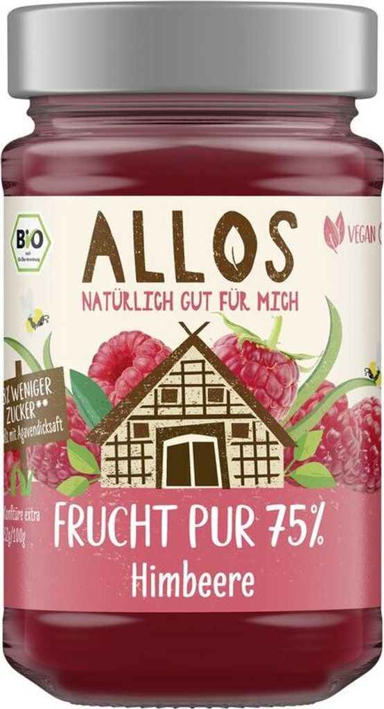 Allos Frucht Pur 75% Himbeere -- 250g x 6  - 6er Pack VPE