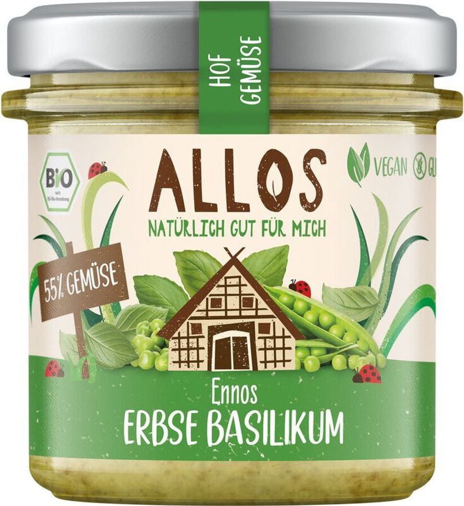 Allos Hof Vegetable Ennos Pea Basil -- 135g x 6 - 6-pack VPE