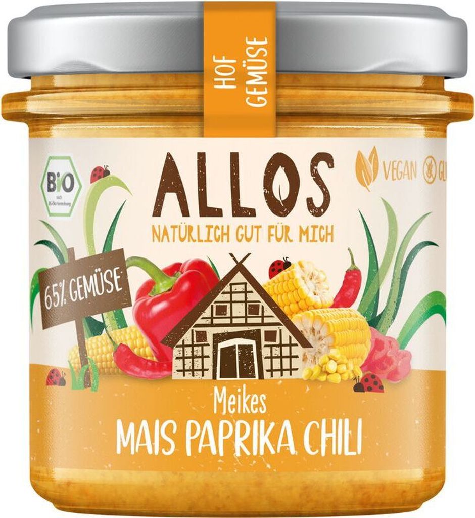 Allos Hof Vegetable Meikes Corn Paprika Chili -- 135g x 6 - 6-pack VPE