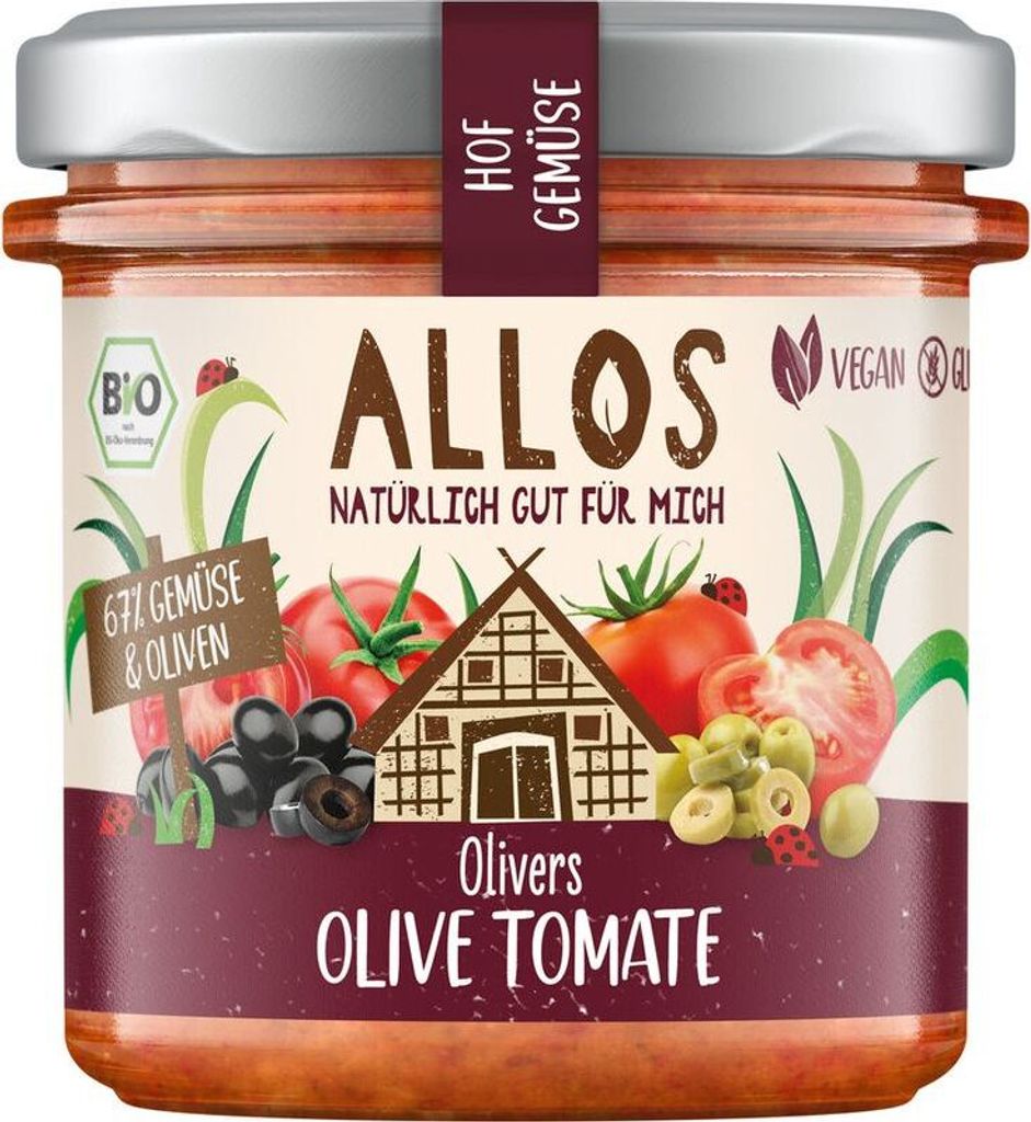 Allos Hof Gemüse Olivers Olive Tomato -- 135g x 6 - 6-pack VPE