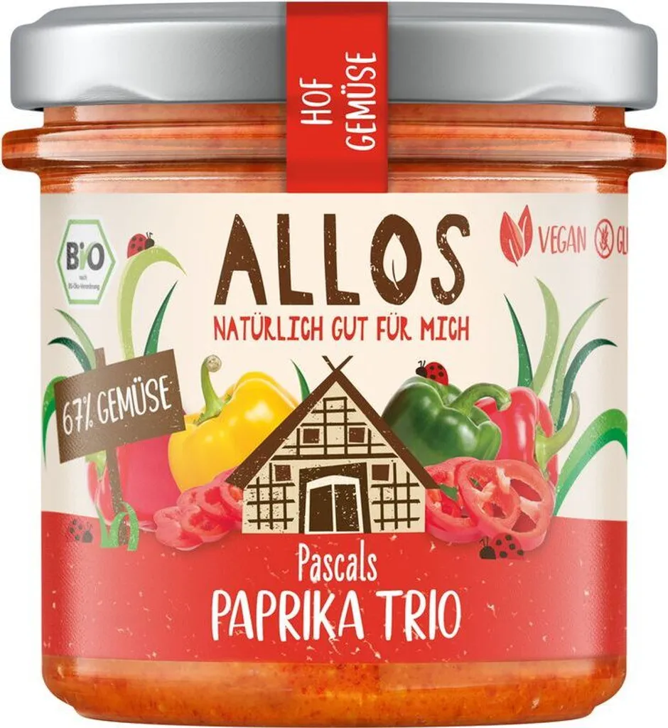 Allos Hof Gemüse Pascals Paprika Trio -- 135g x 6 - 6-pack VPE