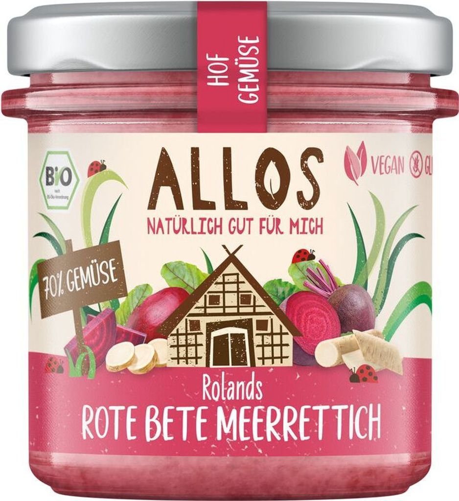 Allos Hof Gemüse Rolands Beetroot Horseradish -- 135g x 6 - 6-pack VPE