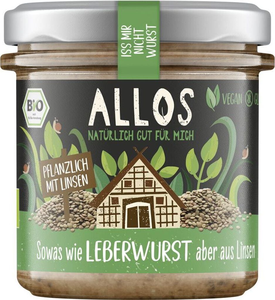 Allos Iss mir nicht Wurst Sowas wie LEBERWURST aber aus Linsen -- 135g x 6  - 6er Pack VPE