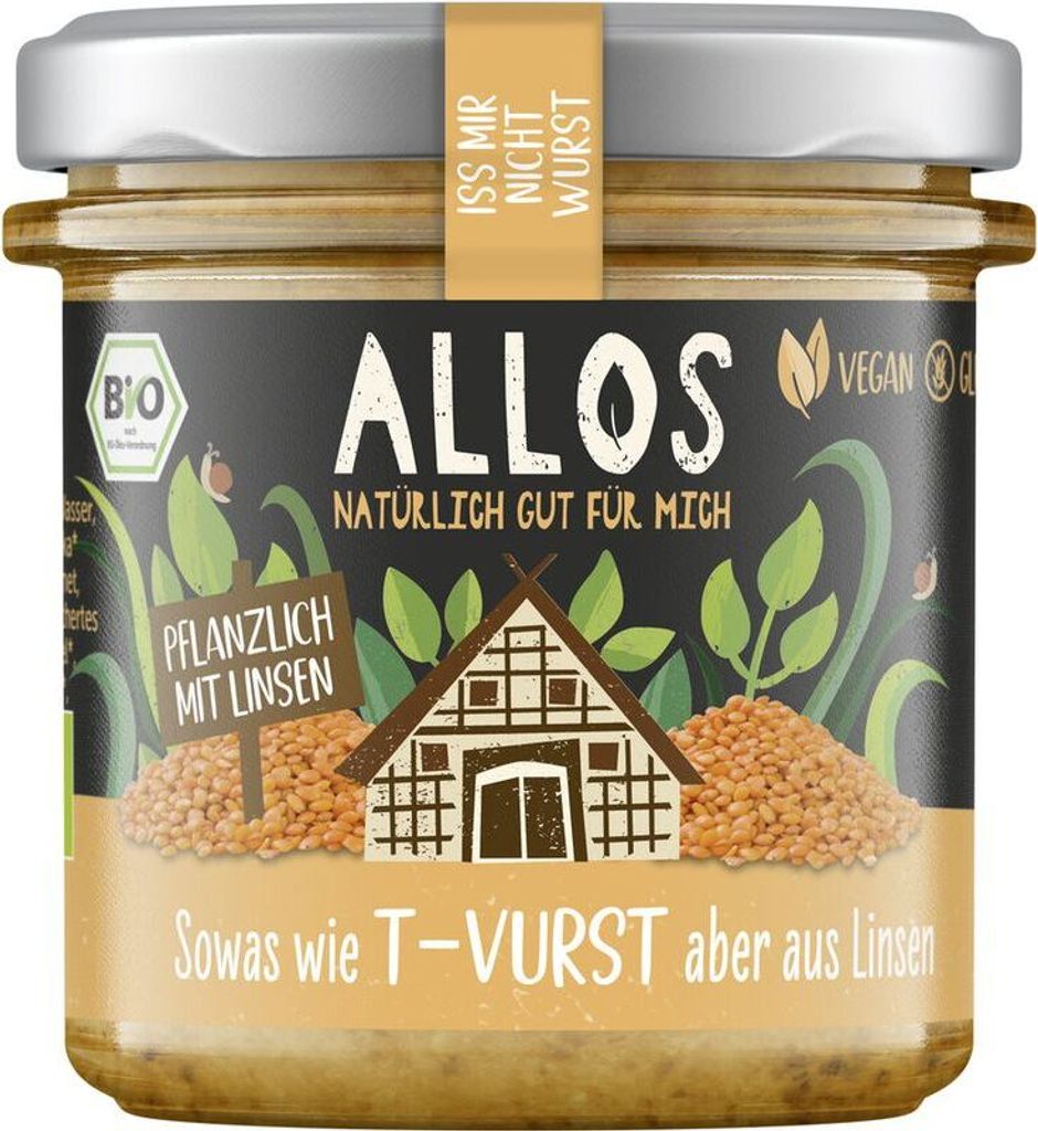 Allos Iss mir nicht Wurst Sowas wie T-Vurst aber aus Linsen -- 135g x 6  - 6er Pack VPE