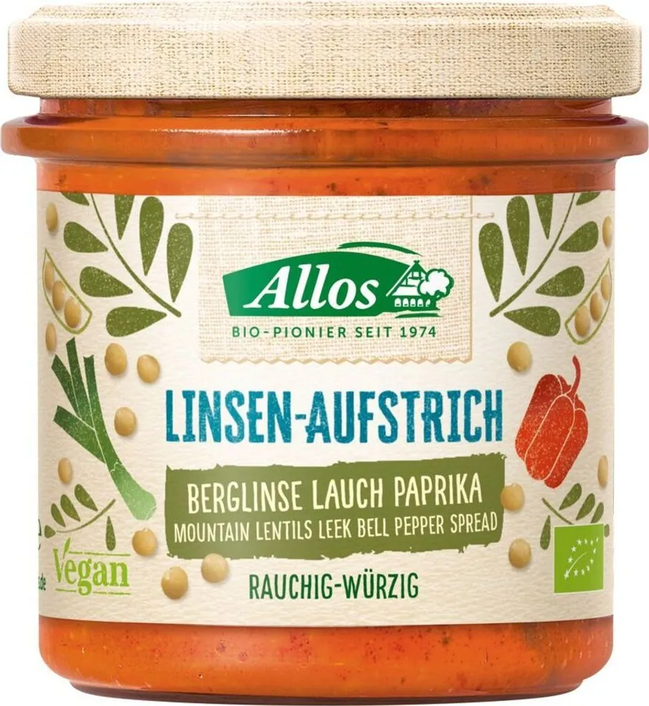 Allos Linsen Aufstrich Berglinse Lauch Paprika -- 140g