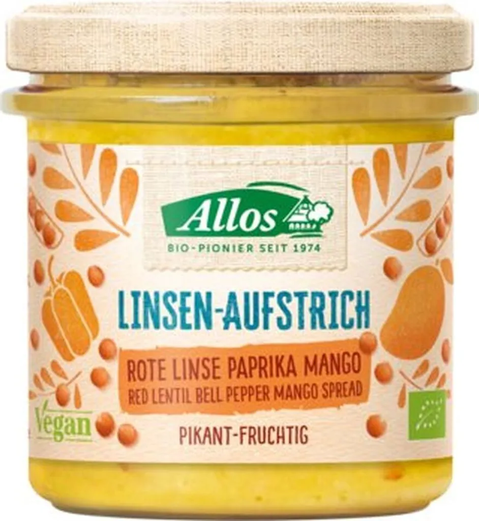 Allos Linsen Aufstrich Rote Linse Paprika Mango -- 140g