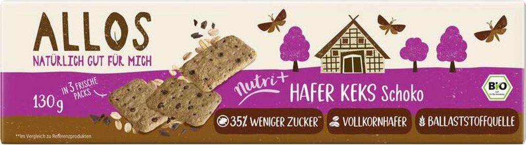 Allos Nutri + Hafer Keks Schoko -- 130g x 6  - 6er Pack VPE