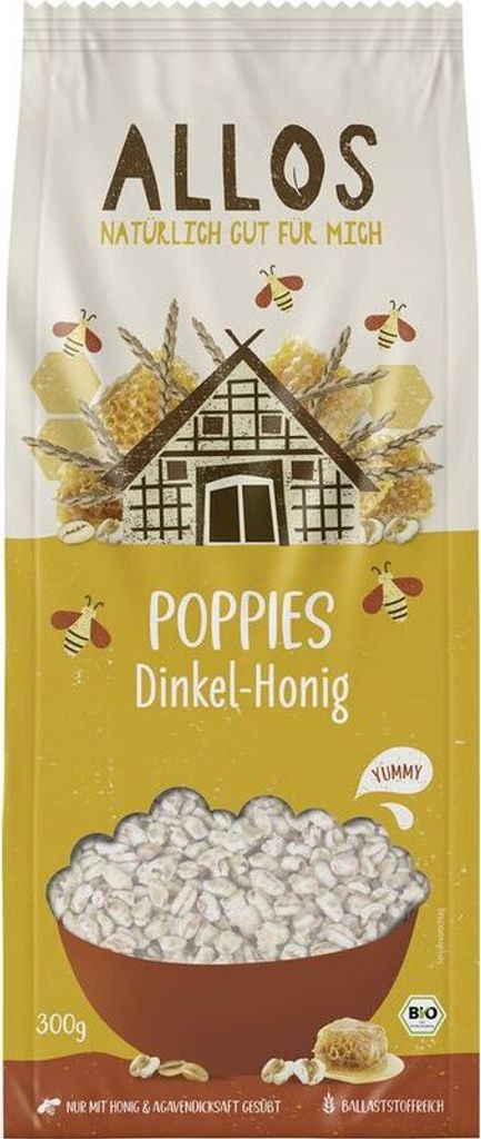 Allos Poppies Dinkel-Honig -- 300g x 6  - 6er Pack VPE