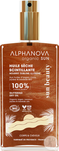Alphanova Organic Sun Beauty Shimmering Dry Oil Body And Hair Organic 100ml