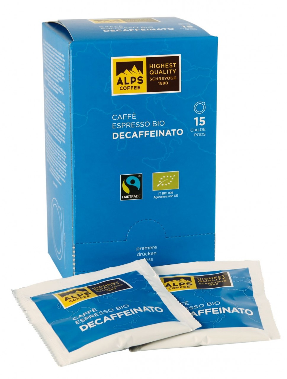 Alps Coffee Schreyögg Organic Decaffeinated Pads, 15 Pcs