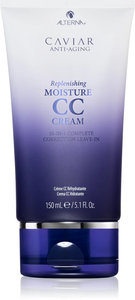 Alterna Caviar Anti-Aging Replenishing Moisture CC Cream for hair provides moisture and shine