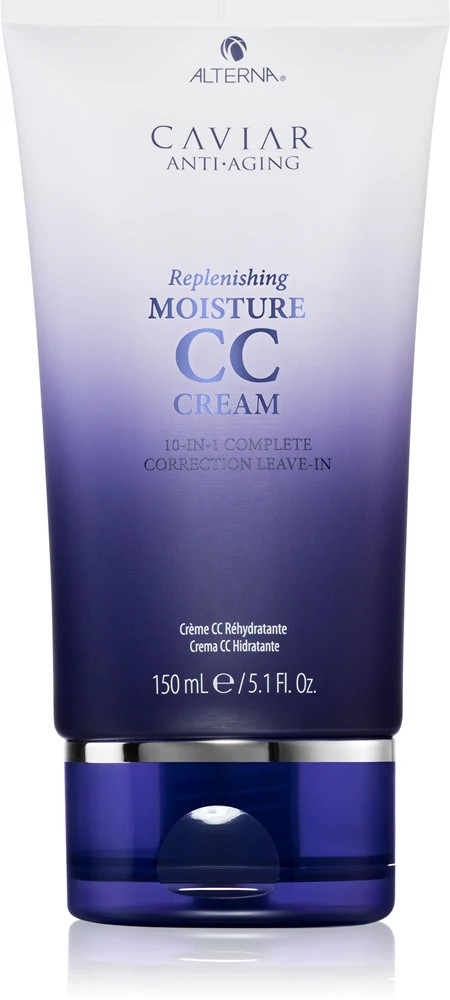 Alterna Caviar Anti-Aging Replenishing Moisture CC Cream for hair provides moisture and shine