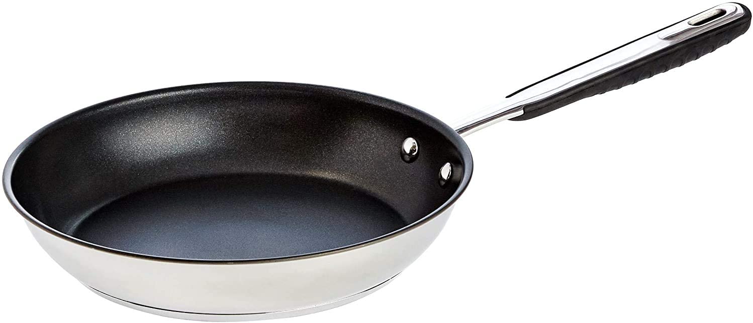 Amazon Basics stainless steel non-stick frying pan, induction safe, with comfortable handle - 20 cm