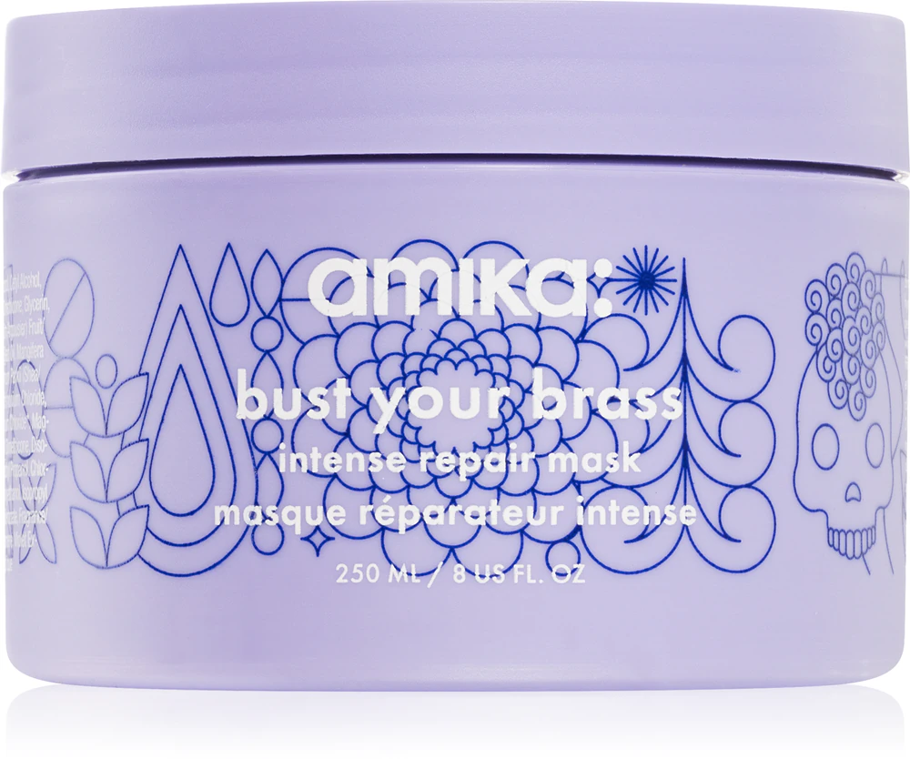 amika Bust Your Brass Cool Blonde intensive regenerating mask for blonde and gray hair