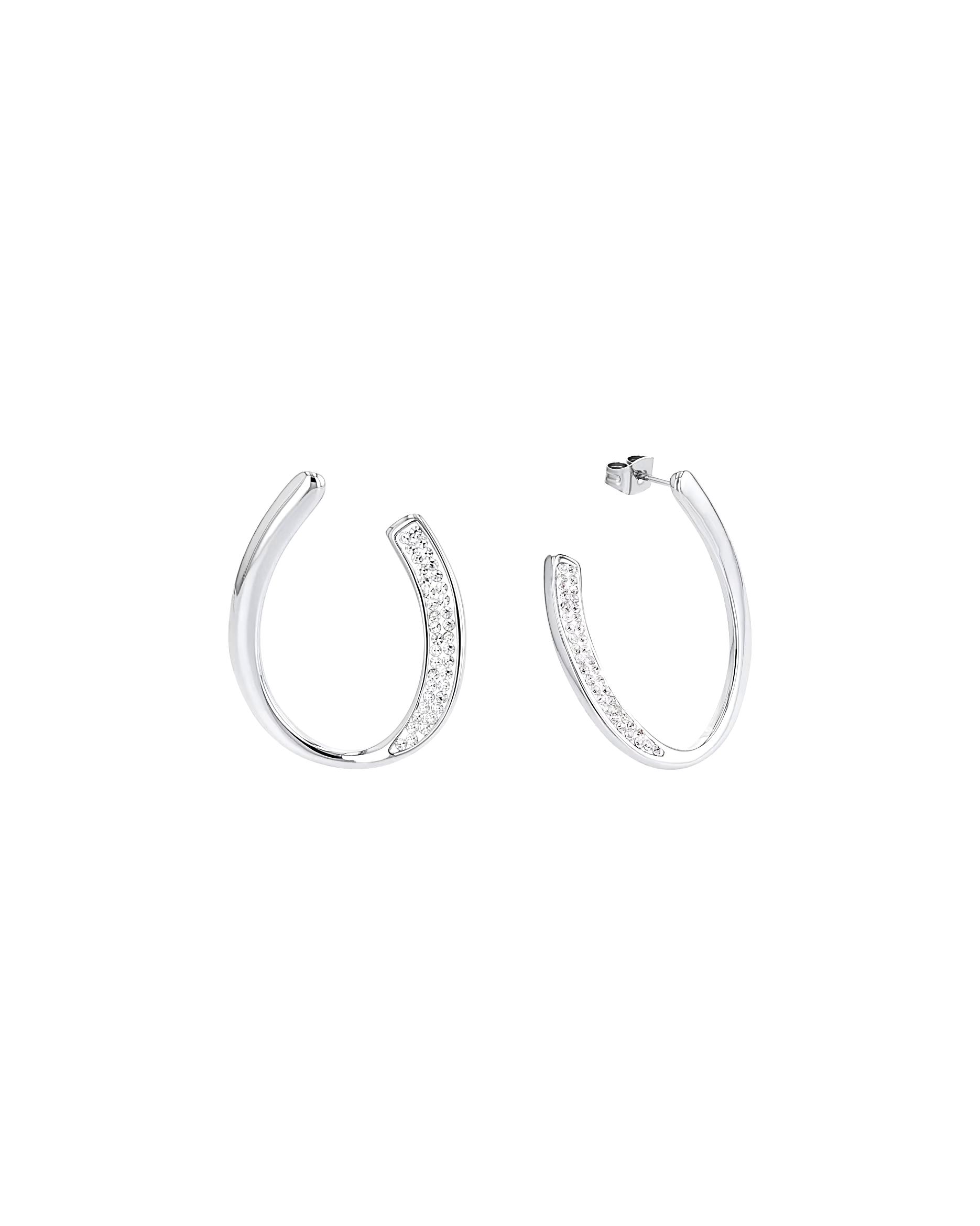 amor hoop earrings for women, stainless steel, zirconia synth.