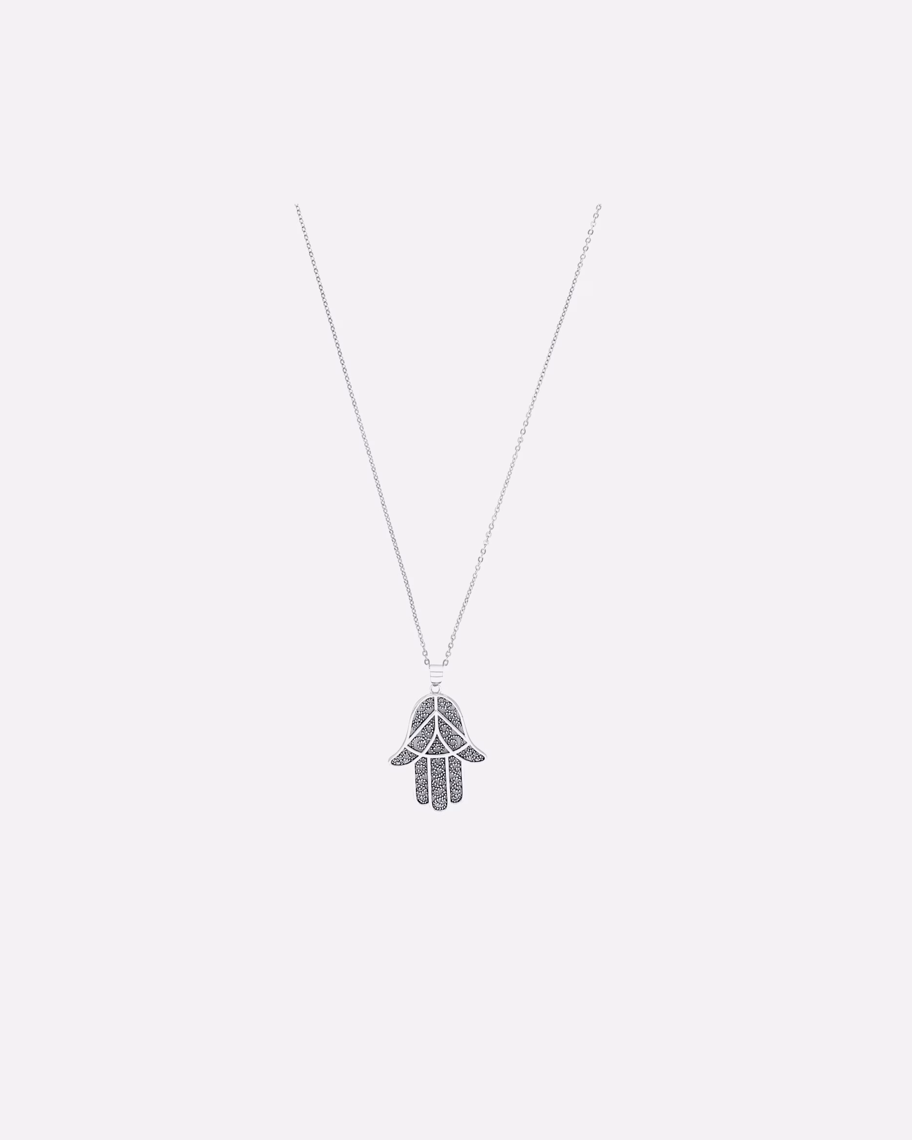 amor necklace chain with pendant for men and women, unisex, 925 sterling silver | Hamsa hand
