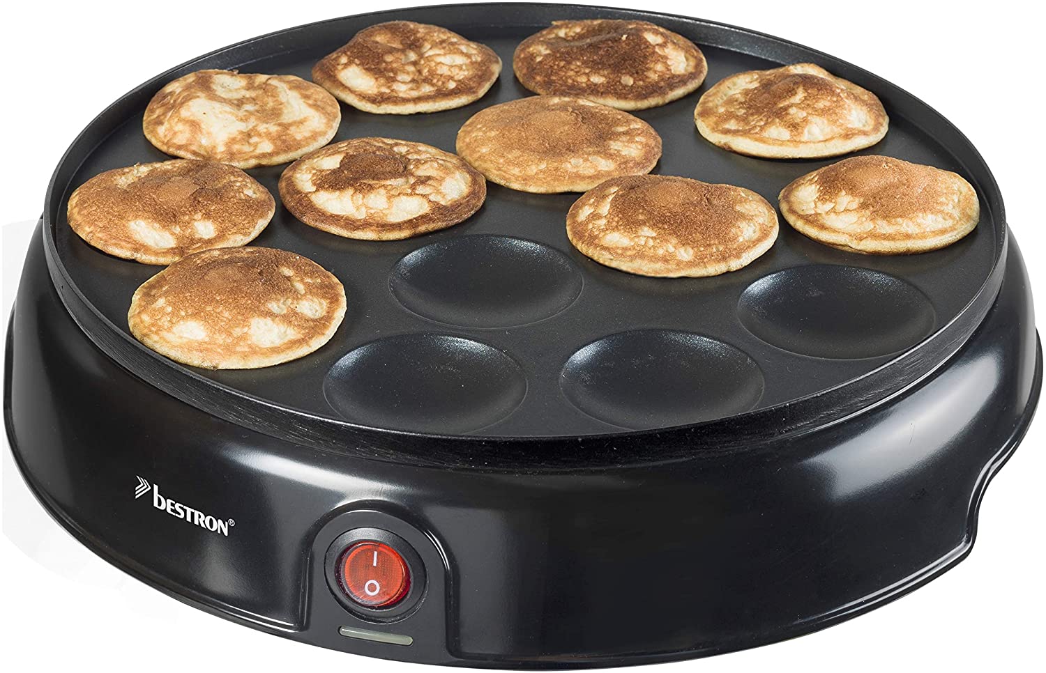 Bestron Poffertjes device with quick heating element, non-stick coating, 800 W, black