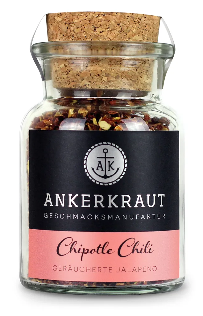 Ankerkraut Chipotle Chili, 55g in a cork glass