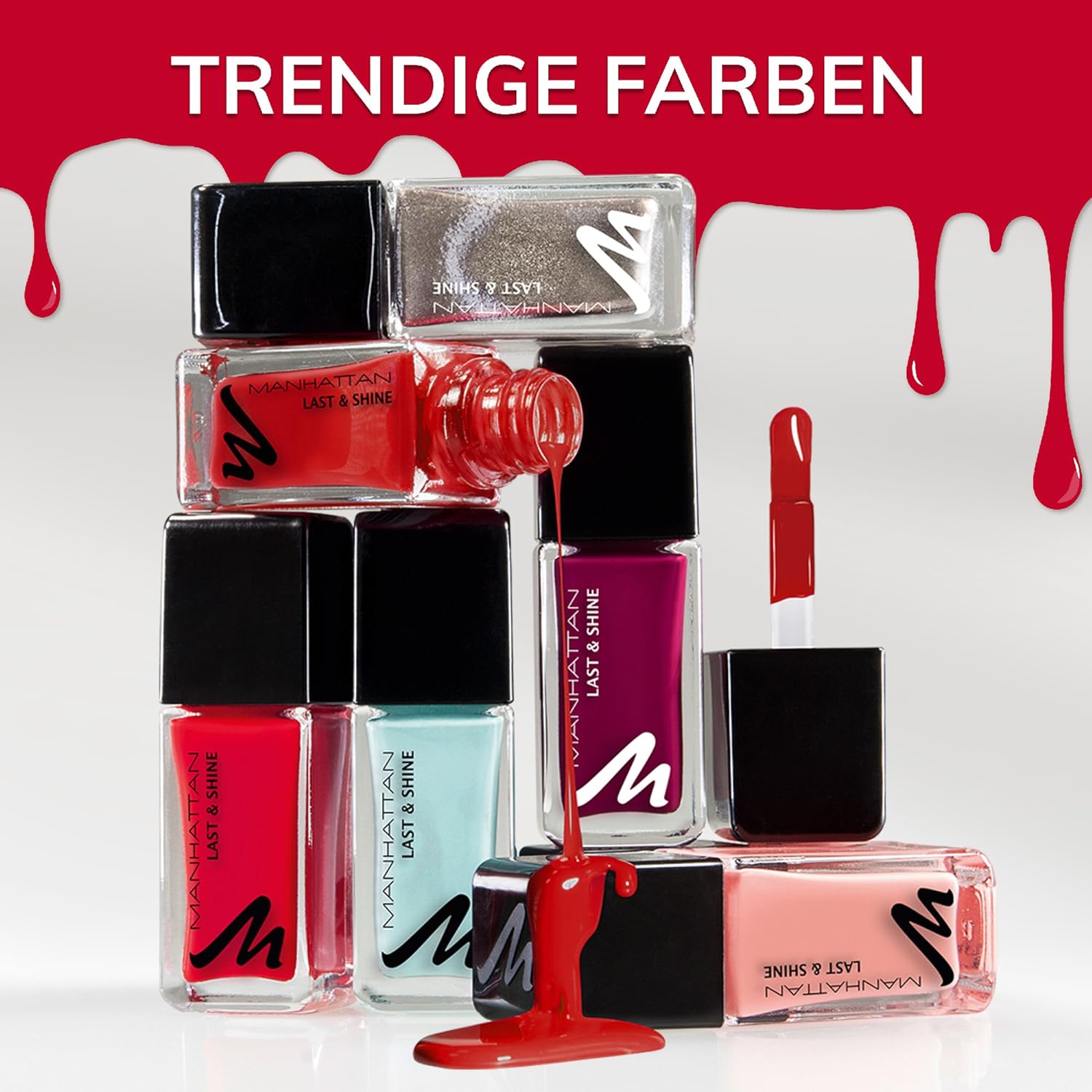 Manhattan Last & Shine Nail Polish No. 320 Berry Hot Pack of 1 x 10 ml, ‎berry